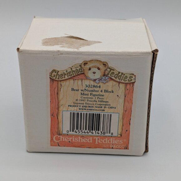 Cherished Teddies Bear with Number 4 Block (302864) 1997 - Picture 8 of 10
